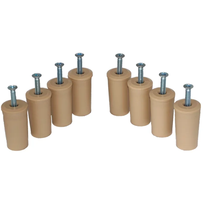 Acht Rollladen Anschlagstopper in der Länge vierzig mm und der Farbe beige