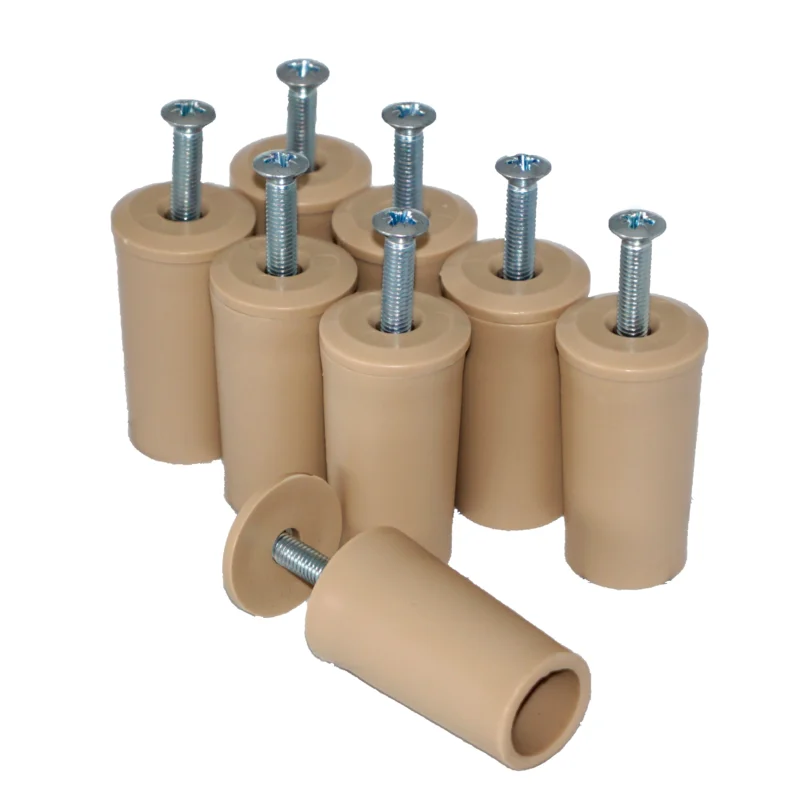 Acht Rollladen Anschlagstopper in der Länge vierzig mm und der Farbe beige