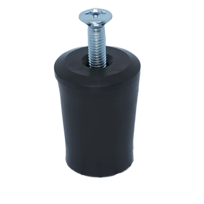 Ein Rollladen Anschlagstopper in der Länge achtundzwanzig mm und der Farbe braun