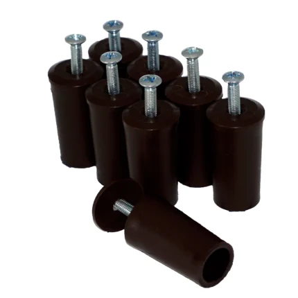 Acht Rollladen Anschlagstopper in der Länge vierzig mm und der Farbe braun