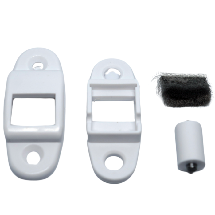 Robuste Mini-Gurtführung für 14mm breite Rollladengurte auseinander gebaut.